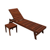 Woodlands Outdoor Furniture 2 Piece Lazio Shore Wood Sun Lounge &amp; Side Table Set