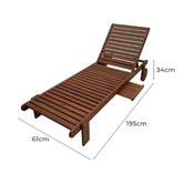 Woodlands Outdoor Furniture Playa Wheeled Hardwood Sun Lounge