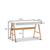 Continental Designs White Scandi 2 Drawer Desk