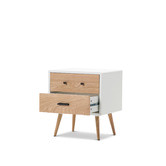 Continental Designs White & Oak Macy 2 Drawer Side Table | Temple & Webster