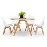 Continental Designs Milari Round Dining Table &amp; Padded Eames Replica Chairs Set