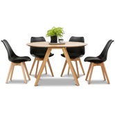 Continental Designs Milari Round Dining Table &amp; Padded Eames Replica Chairs Set