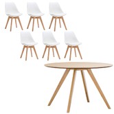 Continental Designs Milari Round Dining Table &amp; Padded Eames Replica Chairs Set