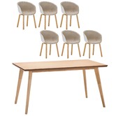 Continental Designs Bruno Dining Table with White Hay Scoop Replica Chairs Set