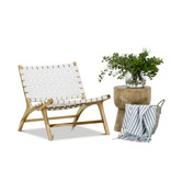 Continental Designs Cassie Woven Leather &amp; Teak Lounge Chair
