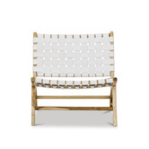 Continental Designs Cassie Woven Leather &amp; Teak Lounge Chair