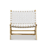 Continental Designs Cassie Woven Leather &amp; Teak Lounge Chair