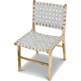Continental Designs Cassie Woven Leather &amp; Teak Dining Chairs