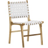 Continental Designs Cassie Woven Leather &amp; Teak Dining Chairs