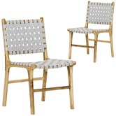 Continental Designs Cassie Woven Leather &amp; Teak Dining Chairs