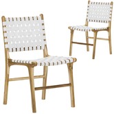 Continental Designs Cassie Woven Leather &amp; Teak Dining Chairs
