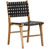 Continental Designs Cassie Woven Leather &amp; Teak Dining Chairs