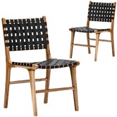 Continental Designs Cassie Woven Leather &amp; Teak Dining Chairs