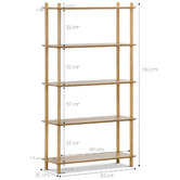 Continental Designs Natural Harper 5 Tier Wooden Bookshelf