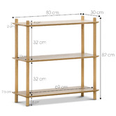Continental Designs Natural Harper 3 Tier Wooden Bookshelf