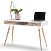 Continental Designs Natural & White Myst 2 Drawer Desk | Temple & Webster