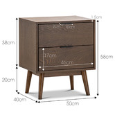 Continental Designs Balbina 2 Drawer Bedside Table