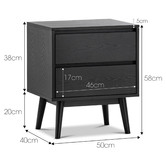 Continental Designs Eryn Oak Wood Bedside Table