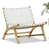 Continental Designs Cassie Woven Leather &amp; Teak Lounge Chair