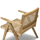 Continental Designs Pierre Jeanneret Replica Woven Rattan &amp; Teak Armchair