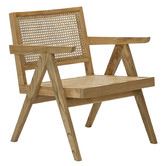 Continental Designs Pierre Jeanneret Replica Woven Rattan &amp; Teak Armchair