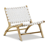 Continental Designs Cassie Woven Leather &amp; Teak Lounge Chair