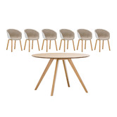 Continental Designs Milari Round Dining Table with White Hay Scoop Replica Chairs Set