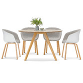 Continental Designs Milari Round Dining Table with White Hay Scoop Replica Chairs Set