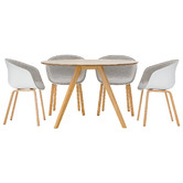 Continental Designs Milari Round Dining Table with White Hay Scoop Replica Chairs Set