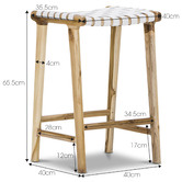 Continental Designs 66cm Cassie Leather &amp; Teak Counter Stool