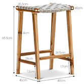 Continental Designs 66cm Cassie Leather &amp; Teak Counter Stool