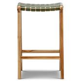 Continental Designs 66cm Cassie Leather &amp; Teak Counter Stool