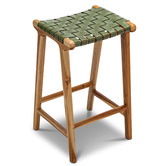 Continental Designs 66cm Cassie Leather &amp; Teak Counter Stool