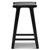 Continental Designs 66cm Cassie Leather &amp; Teak Counter Stool