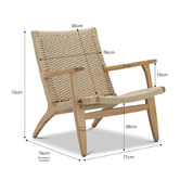 Continental Designs Hans Wegner Replica Oak Wood &amp; Rattan Lounge Chair