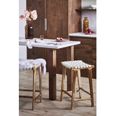 Continental Designs 66cm Cassie Leather &amp; Teak Counter Stool