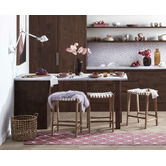 Continental Designs 66cm Cassie Leather &amp; Teak Counter Stool