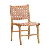 Continental Designs Cassie Woven Leather &amp; Teak Dining Chairs