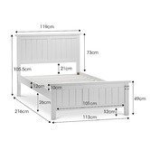 Continental Designs White Snow Panelled Bed Frame