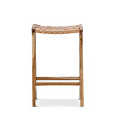 Continental Designs 66cm Cassie Leather &amp; Teak Counter Stool