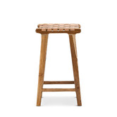 Continental Designs 66cm Cassie Leather &amp; Teak Counter Stool