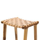 Continental Designs 66cm Cassie Leather &amp; Teak Counter Stool