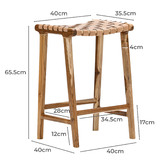 Continental Designs 66cm Cassie Leather &amp; Teak Counter Stool