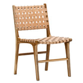 Continental Designs Cassie Woven Leather &amp; Teak Dining Chairs