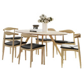 Continental Designs 6 Seater Natural Kylen Oval Dining Table &amp; Chair Set