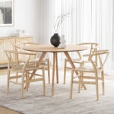 Continental Designs 4 Seater Natural Davian Round Dining Table &amp; Chair Set
