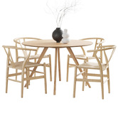 Continental Designs 4 Seater Natural Davian Round Dining Table &amp; Chair Set