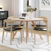 Continental Designs 4 Seater Natural Kylen Round Dining Table &amp; Chair Set