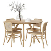 Continental Designs 4 Seater Natural Samira Round Dining Table &amp; Chair Set