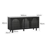 Continental Designs Jaydon 3 Door Fluted Glass Arch Sideboard